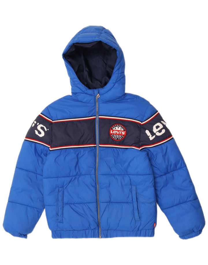 Levi's Boys Graphic Hooded Jacket 12-13 Years Large Blue Colourblock