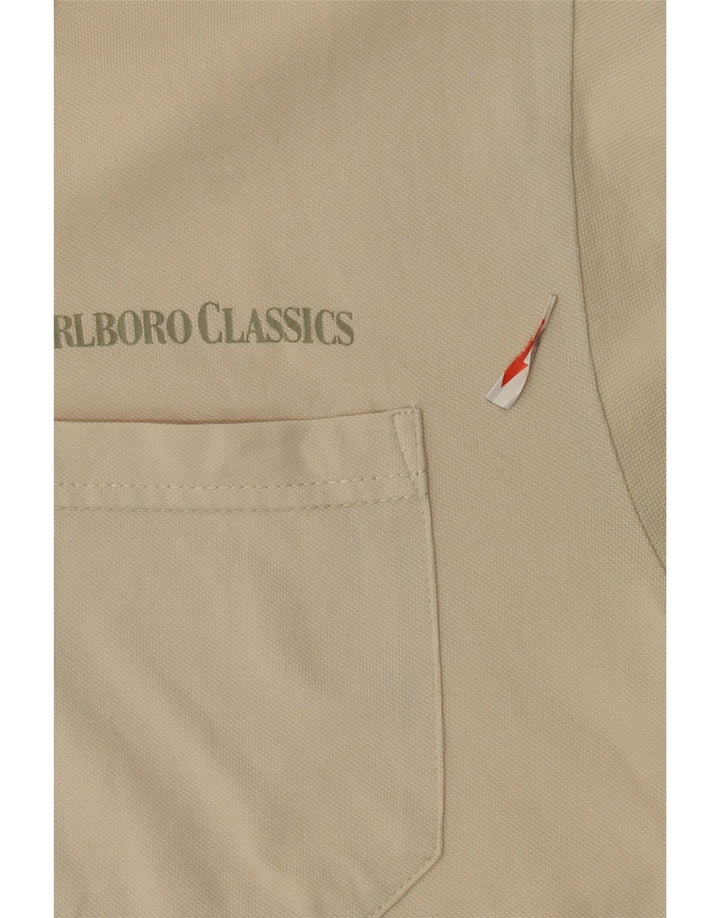 Ανδρικό πουκάμισο πόλο Marlboro Classics Βαμβακερό μεσαίο σε λευκό χρώμα