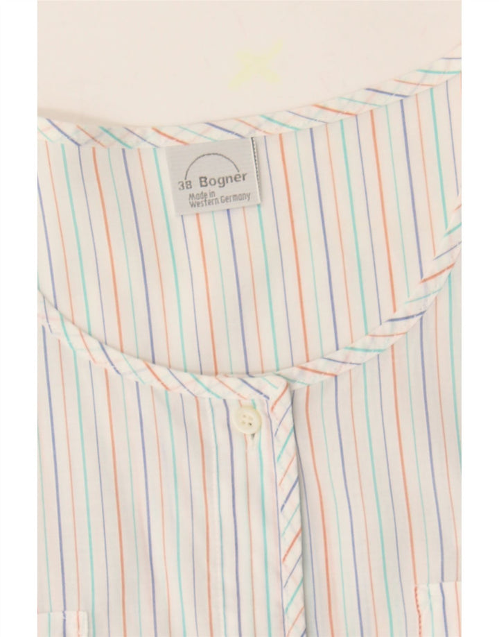 BOGNER Womens Short Sleeve Shirt Blouse EU 38 Medium White Pinstripe Vintage Bogner and Second-Hand Bogner from Messina Hembry 