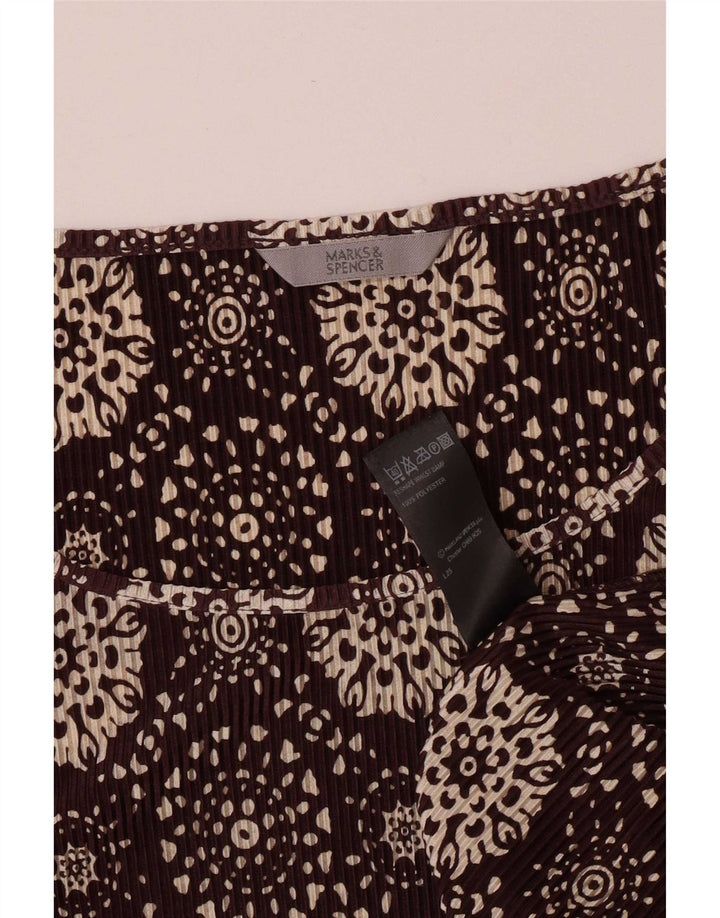 Marks & Spencer Womens Abstract Pattern Top 3/4 Sleeve UK 20 2XL Brown