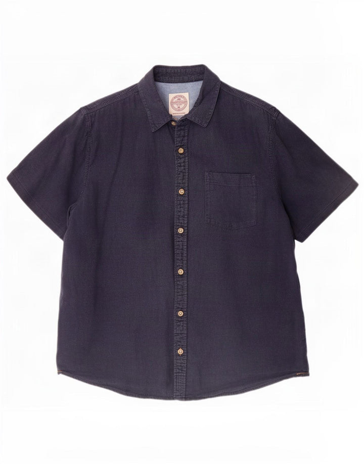 Ανδρικό κοντό μανίκι Fat Face Πουκάμισο XL Navy Blue λινό