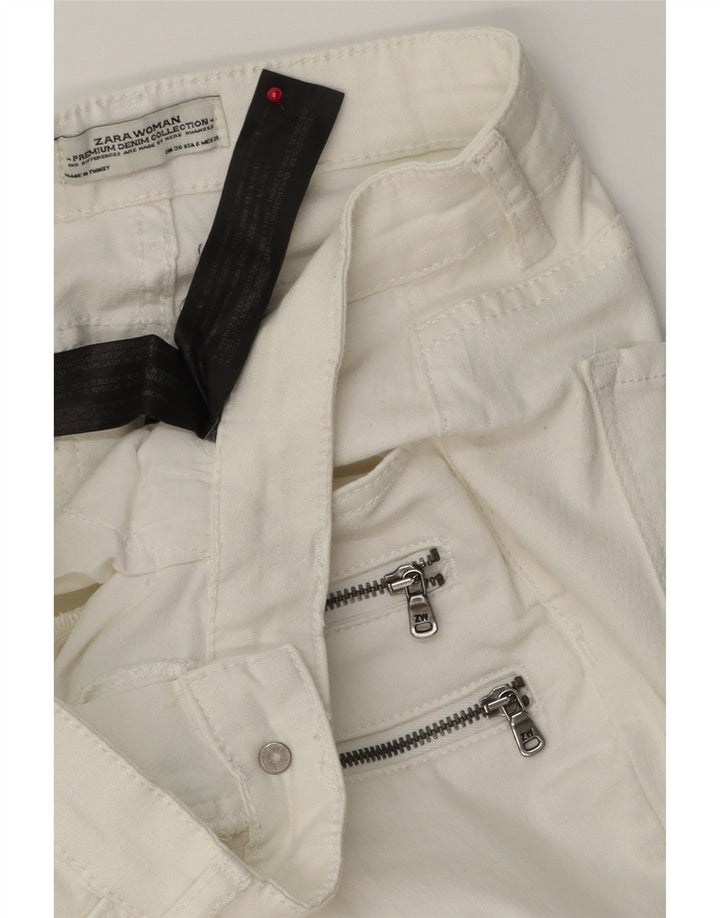 ZARA Γυναικεία Cargo Slim Jeans EU 38 Small W28 L27 Λευκό βαμβακερό