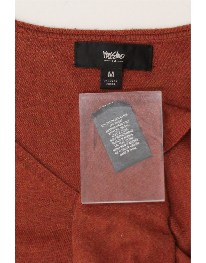 MOSSIMO Womens Asymmetric V-Neck Jumper Sweater UK 12 Medium Maroon Nylon Vintage Mossimo and Second-Hand Mossimo from Messina Hembry 
