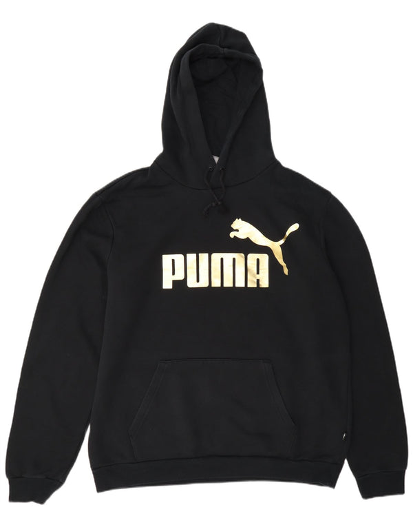 Ανδρικό γραφικό κουκούλα Puma, μεγάλο μαύρο βαμβακερό