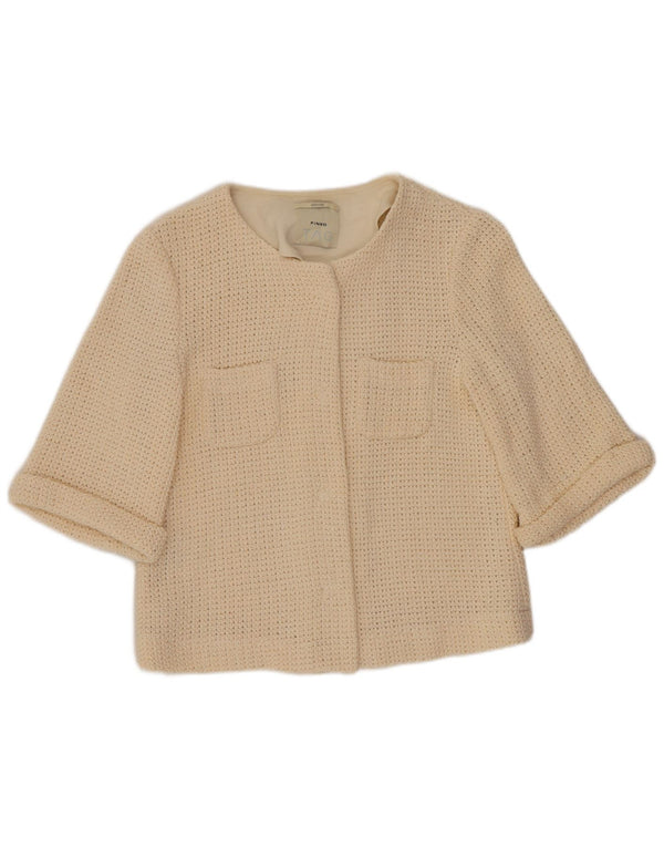 Pinko Γυναικείο πουλόβερ ζακέτα με 3/4 μανίκια UK 6 XS Μπεζ βαμβακερό