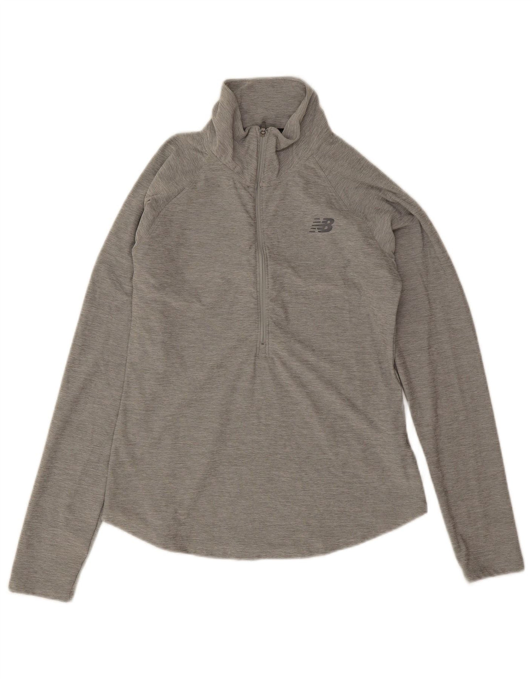 New Balance Γυναικείο τοπ μακρυμάνικο με φερμουάρ UK 10 Small Grey Polyester