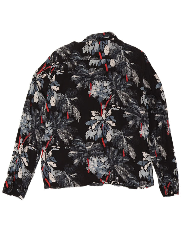 ALL SAINTS Mens Shirt 2XL Navy Blue Floral Viscose Hawaiian