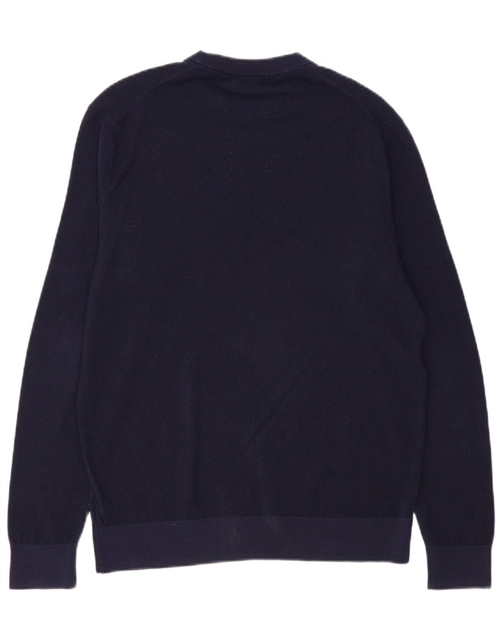 BROOKS BROTHERS Ανδρικό πουλόβερ με λαιμόκοψη μεσαίου μήκους Navy μαλλί Merino