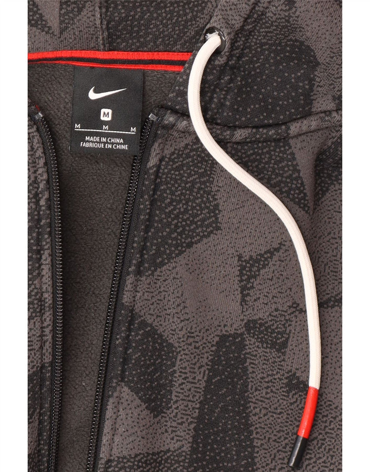 Ανδρικό πουλόβερ NIKE με φερμουάρ με κουκούλα μεσαίου γκρι γεωμετρικό