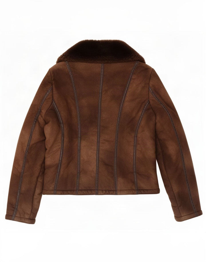 Benetton Γυναικείο Μπουφάν Sherpa IT 46 Μεγάλο Καφέ Ακρυλικό