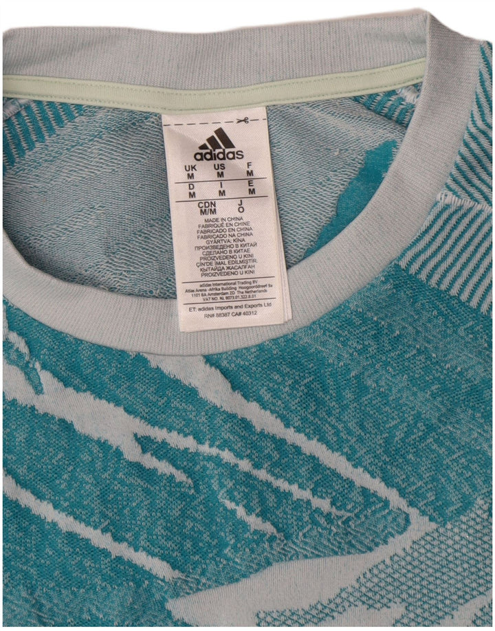 Ανδρικό μπλουζάκι Adidas με αφηρημένο μοτίβο, μεσαίο μπλε πολυεστέρας