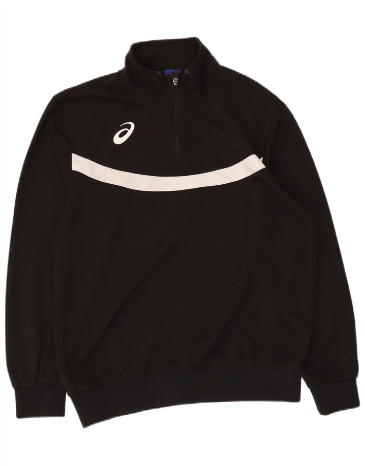 Ανδρικό φούτερ με φερμουάρ Asics Jumper με μεγάλο μαύρο χρώμα πολυεστέρα