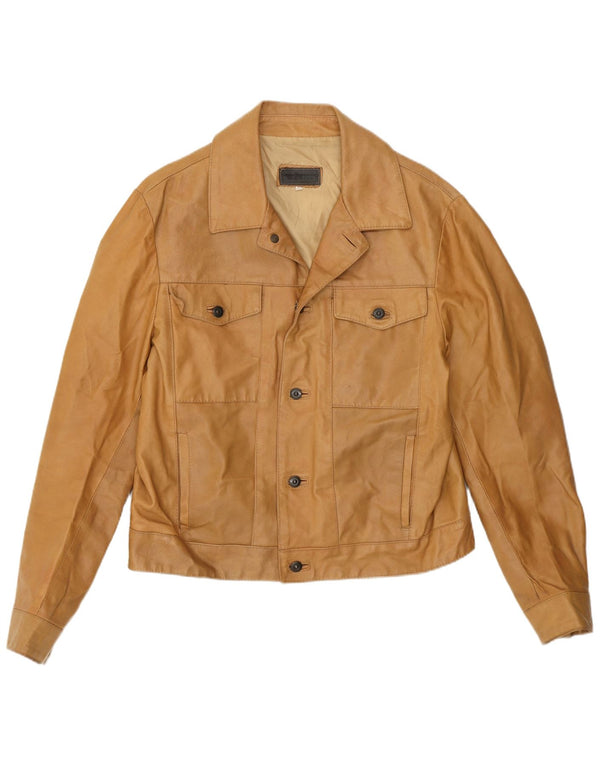 Ανδρικό δερμάτινο μπουφάν Max Grippo Bomber EU 50 Large Beige Leather