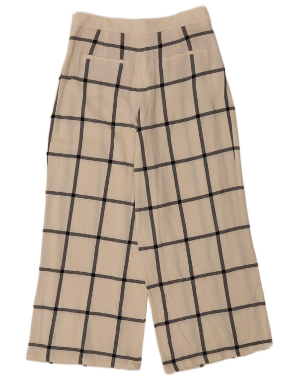 MASSIMO DUTTI Womens Cropped Trousers EU 40 Medium W30 L25 Off White Check