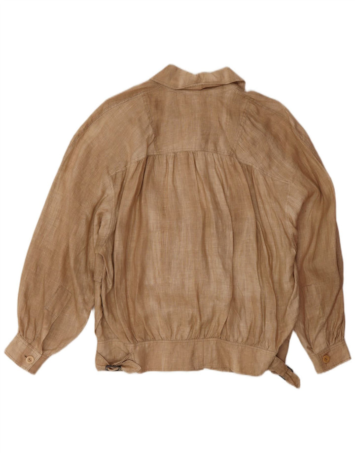 Vintage Γυναικείο Oversized Bomber Jacket IT 46 Μεγάλο Μπεζ Λινό