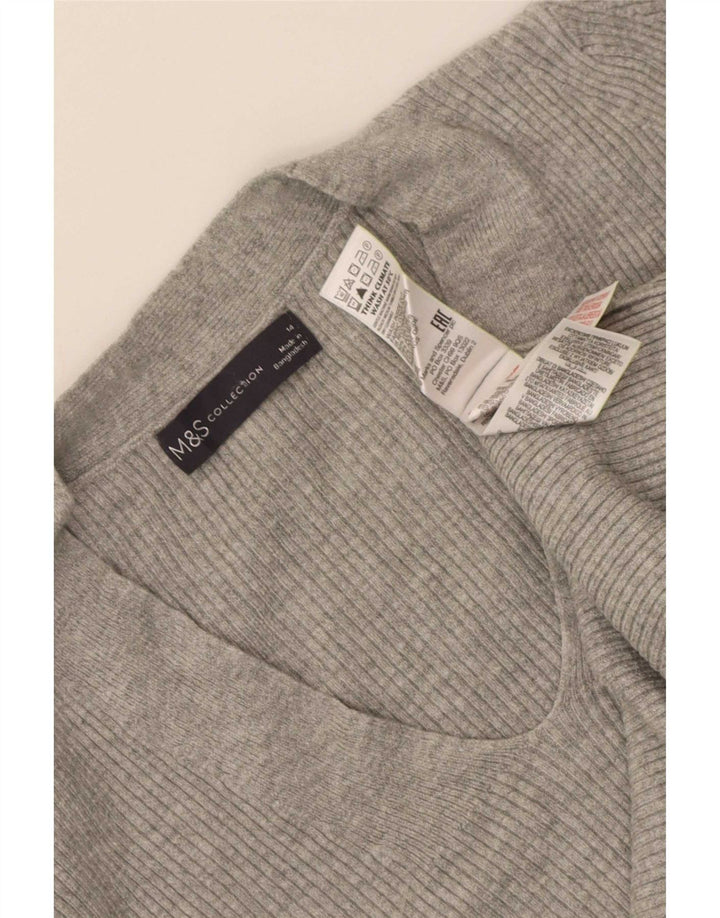 Marks & Spencer Γυναικείο πουλόβερ με λαιμόκοψη με V λαιμόκοψη UK 14 Μεγάλη γκρι βισκόζη