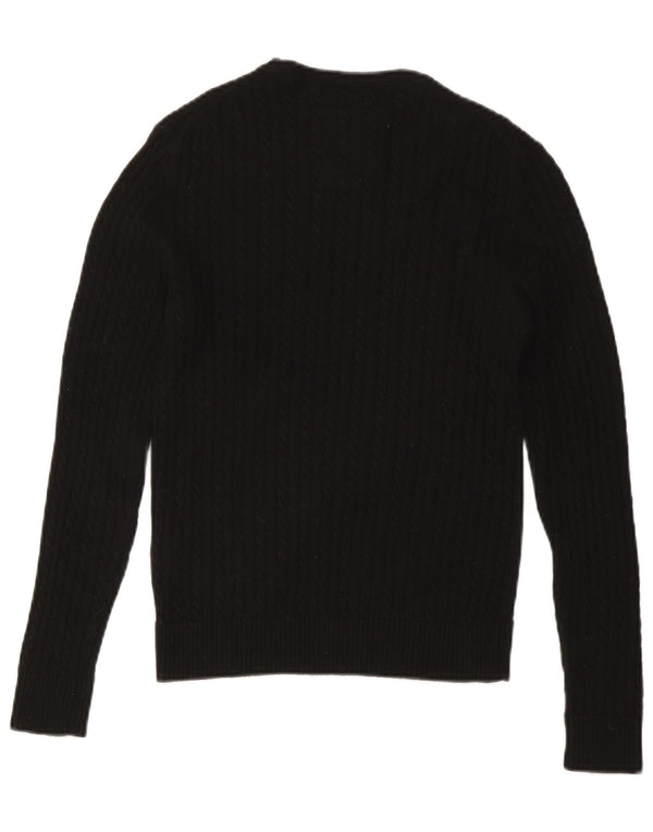 Γυναικείο πουλόβερ με λαιμόκοψη SUPERDRY UK 12 μεσαίο μαύρο μαλλί