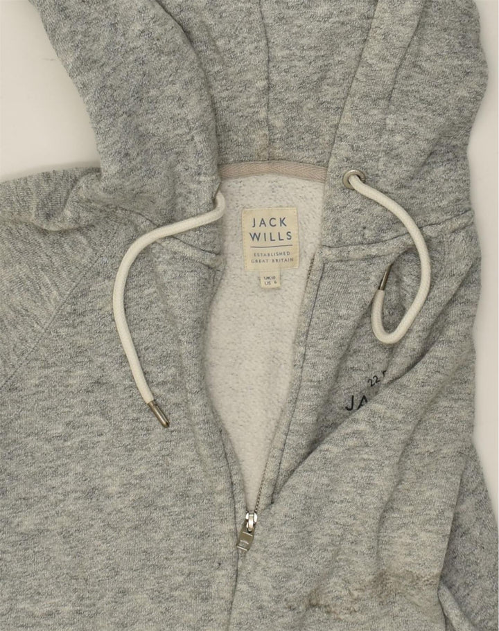 JACK WILLS Womens Zip Hoodie Sweater UK 10 Small Grey Polyester | Vintage Jack Wills | Thrift | Second-Hand Jack Wills | Used Clothing | Messina Hembry 