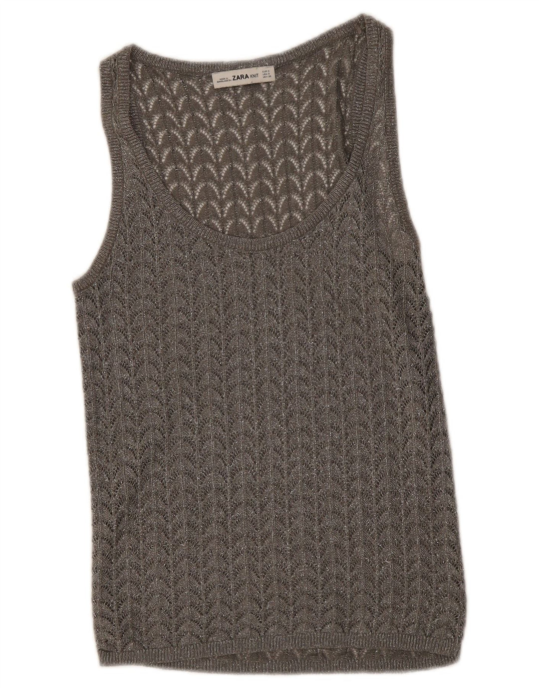 Zara Γυναικείο γιλέκο με βελονάκι Τοπ UK 8 Small Grey