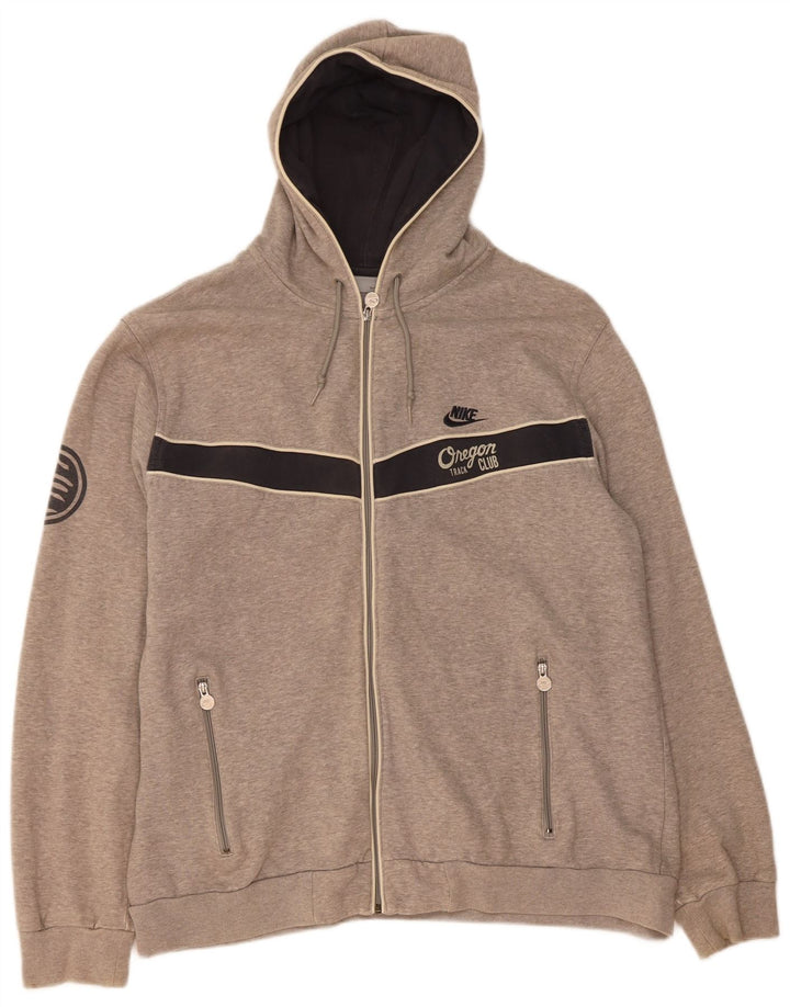 NIKE Mens Graphic Zip Hoodie Sweater XL Grey