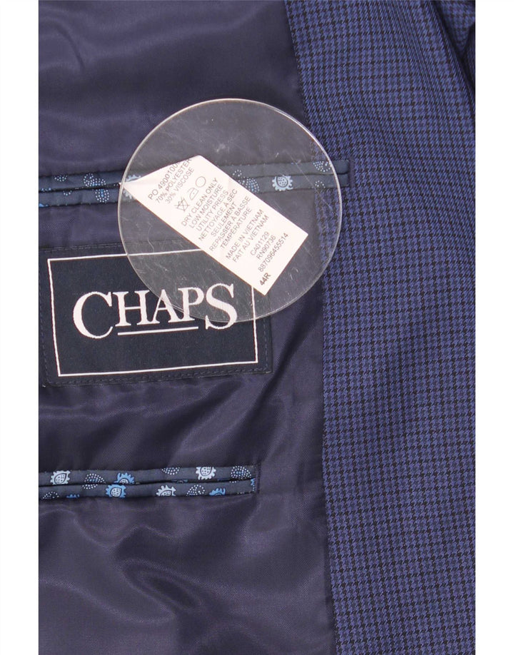Chaps Mens 2 Button Blazer Jacket UK 44 2XL Navy Blue Houndstooth Polyester