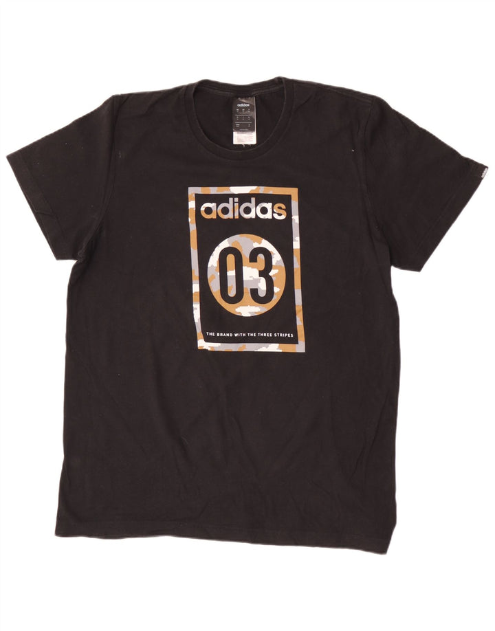 Ανδρικό γραφικό T-Shirt Adidas Top Μεσαίο μαύρο βαμβακερό