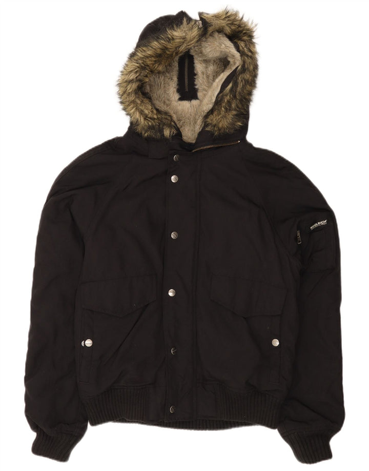 Ανδρικό μπουφάν με κουκούλα WOOLRICH UK 38 Medium Black Nylon
