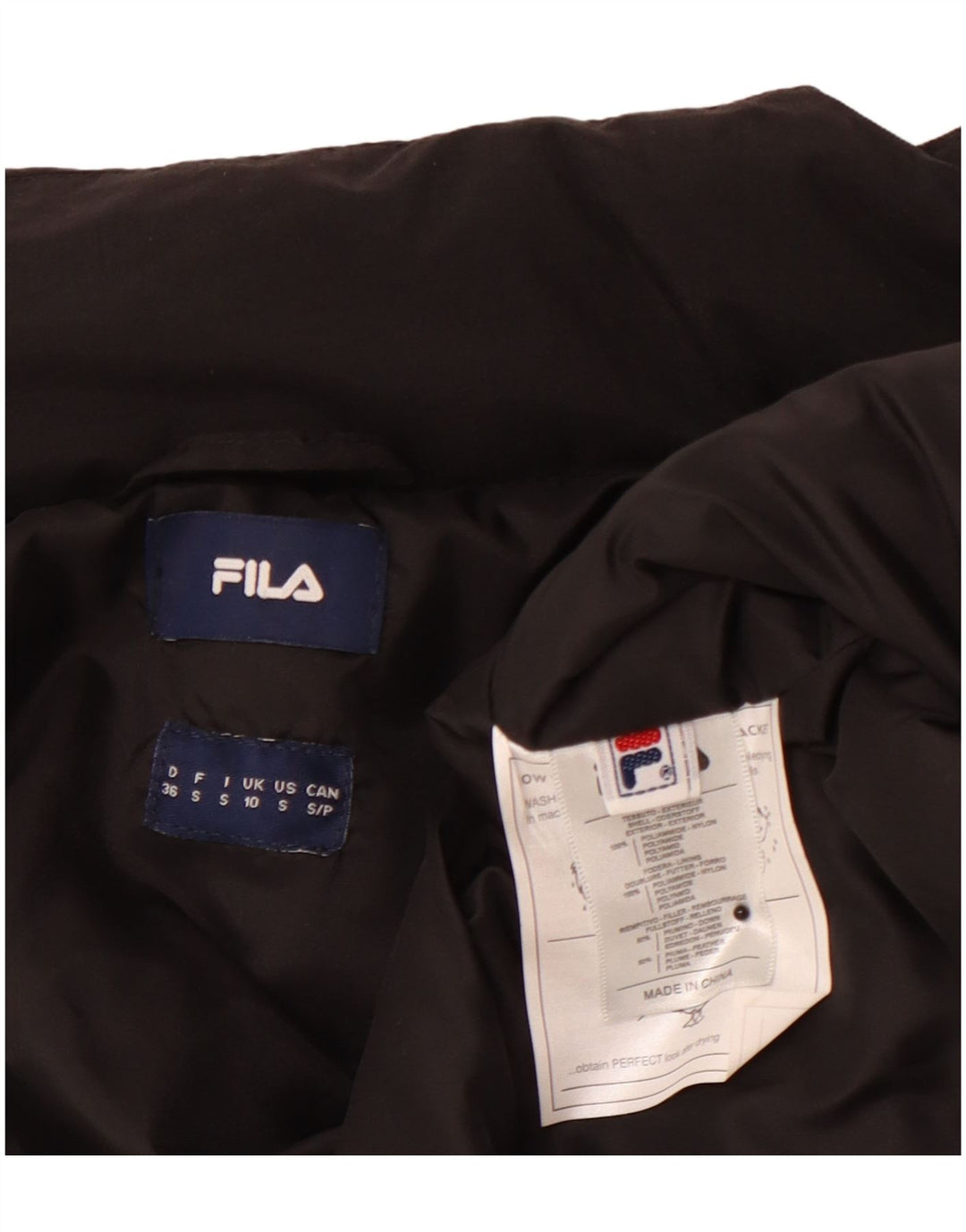 Γυναικείο μπουφάν FILA με επένδυση UK 10 Small Black Polyamide