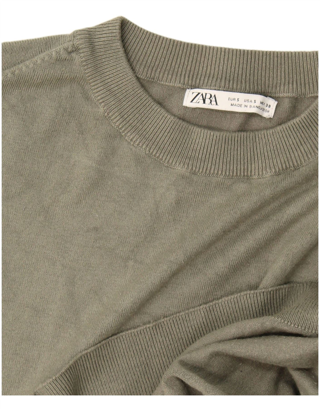 Ανδρικό πουλόβερ Zara Crew Neck Jumper Μικρό Χακί