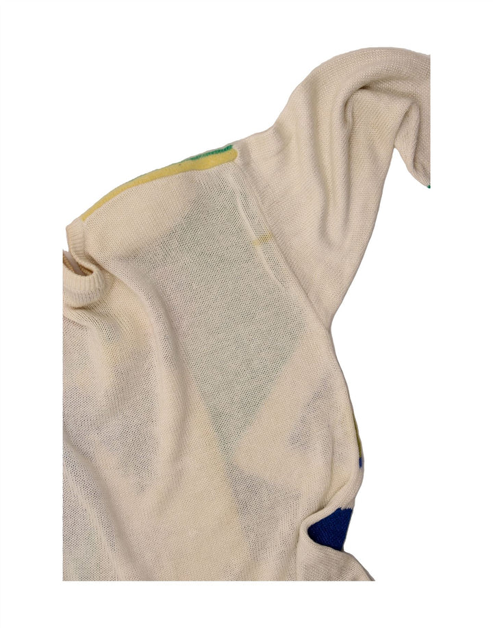 VINTAGE Womens Boat Neck Jumper Sweater IT 42 Medium Off White Bird Vintage Vintage and Second-Hand Vintage from Messina Hembry 