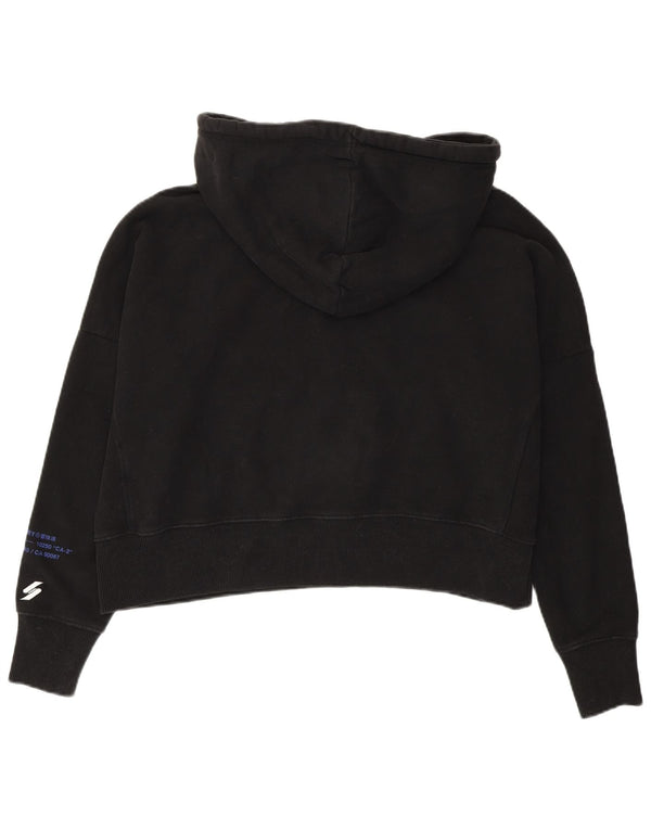 Γυναικείο SUPERDRY Oversized Crop Graphic Hoodie Jumper UK 12 Medium Black