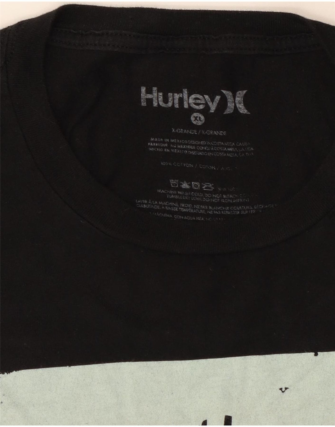 Ανδρικό γραφικό T-Shirt Hurley Top XL Μαύρο βαμβακερό
