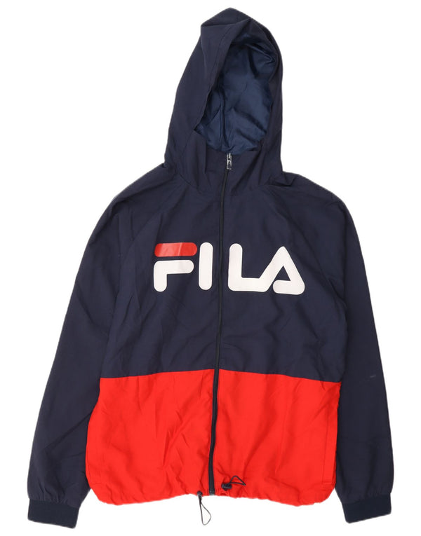 Ανδρική φόρμα αθλητικής φόρμας Fila με γραφική κουκούλα Top Jacket μεσαίο μπλε ναυτικό χρώμα