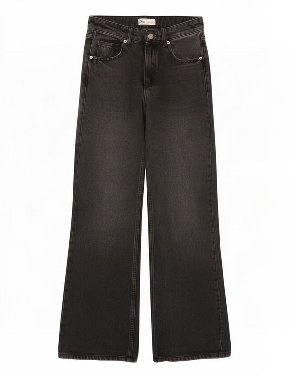 Zara Γυναικείο τζιν ψηλόμεσο φαρδύ πόδι EU 32 2XS W22 L31 Γκρι βαμβακερό