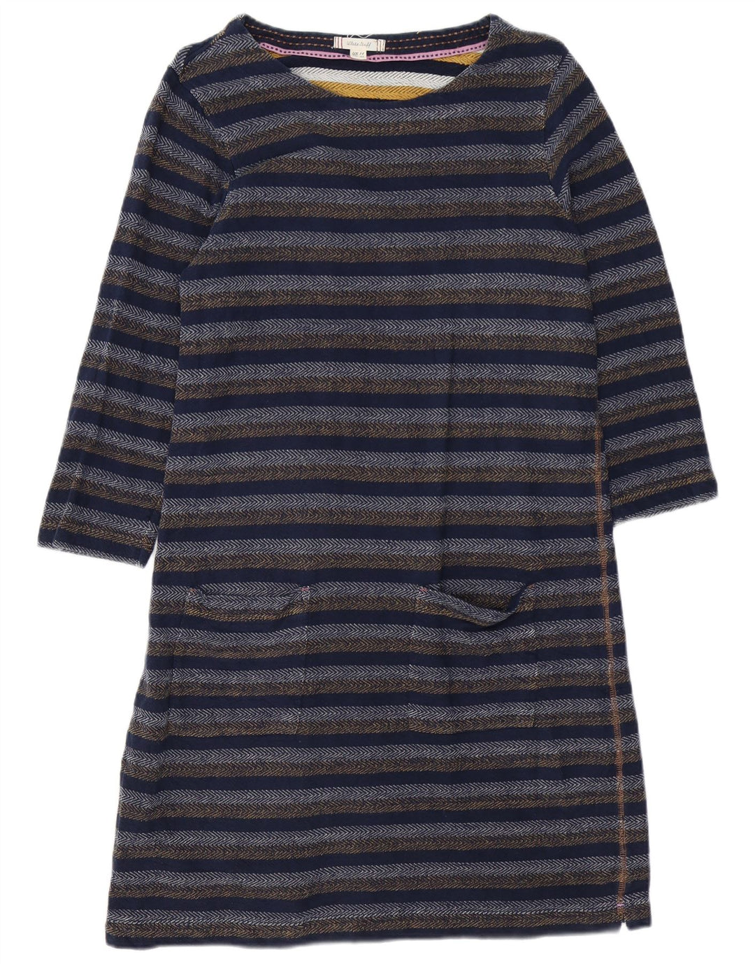 White Stuff Γυναικείο μακρυμάνικο φόρεμα Shift UK 14 Medium Navy Blue ριγέ