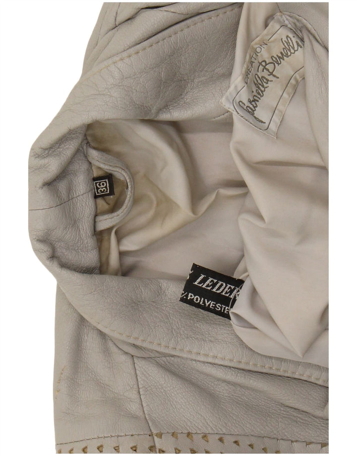 GABRIELLA BENELLI Γυναικείο μπουφάν υπερμεγέθη EU 36 Small Grey Leather