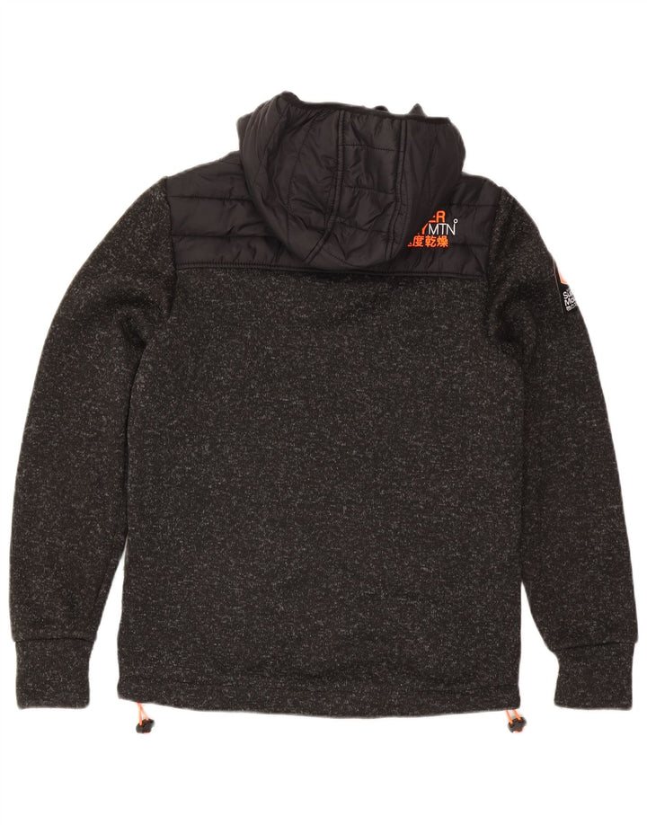 Superdry γυναικείο μπουφάν με κουκούλα UK 14 μεσαίου μαύρου πολυεστέρα