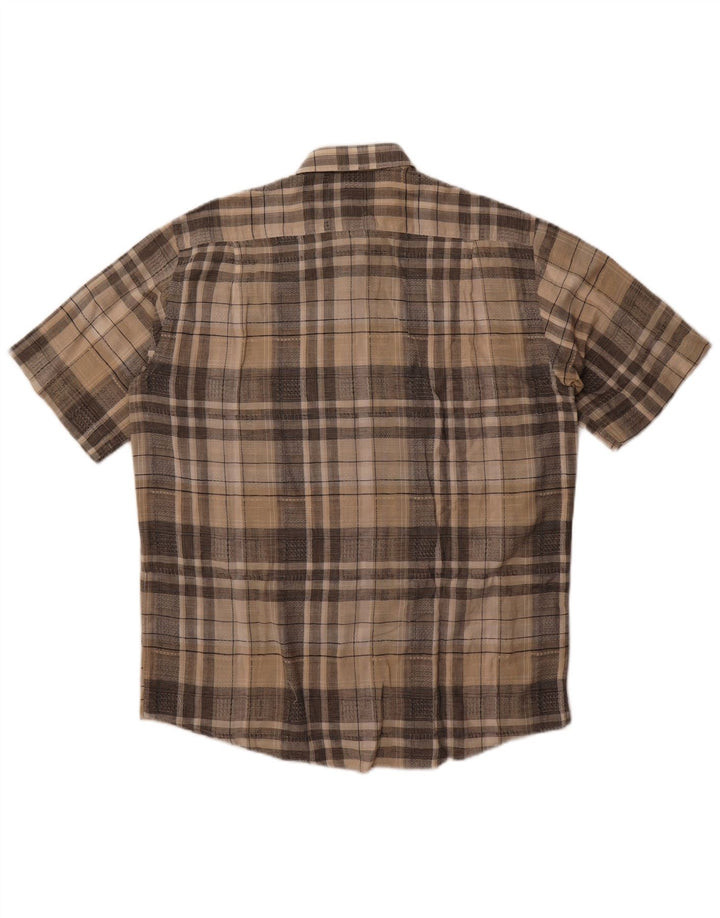 Ανδρικό κοντομάνικο πουκάμισο Belmonte Νούμερο 42 Large Beige Check Cotton