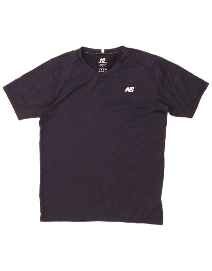 New Balance Ανδρικό T-Shirt Top Small Navy Blue Polyester