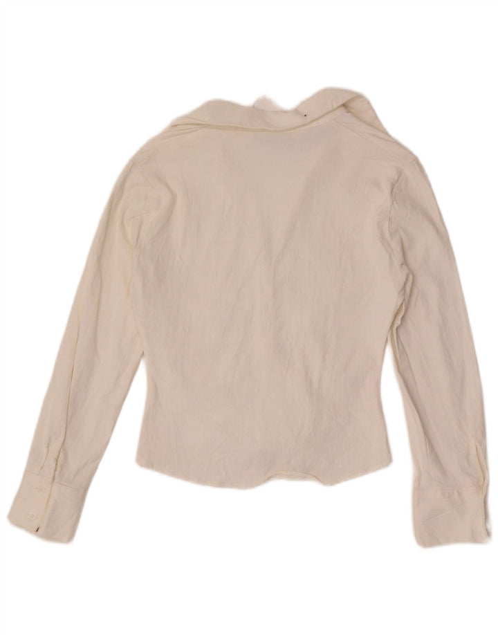 Zara Γυναικείο πουκάμισο Crop Μπλούζα UK 10 Small White