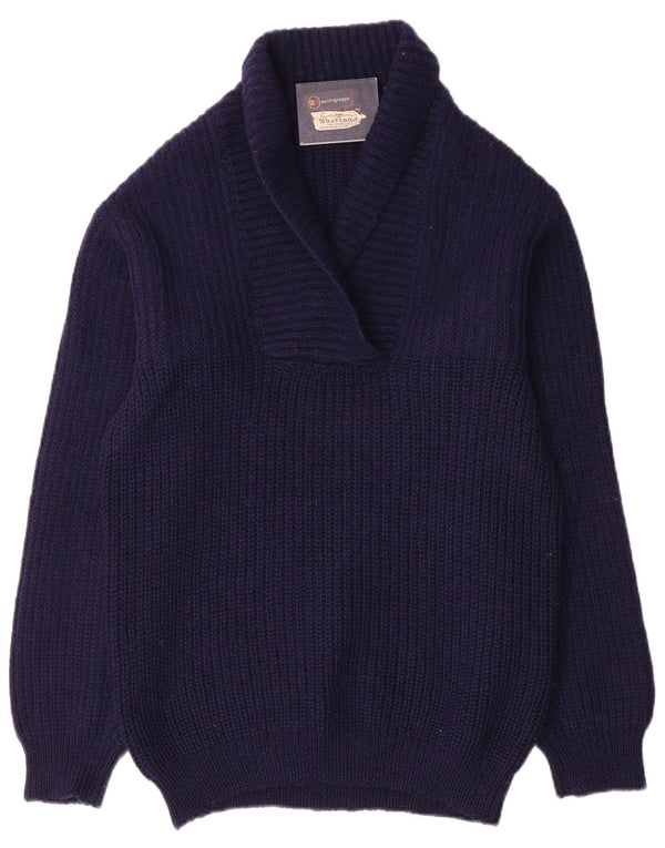 Vintage γυναικείο πουλόβερ με λαιμόκοψη IT 52 2XL Navy Blue Wool