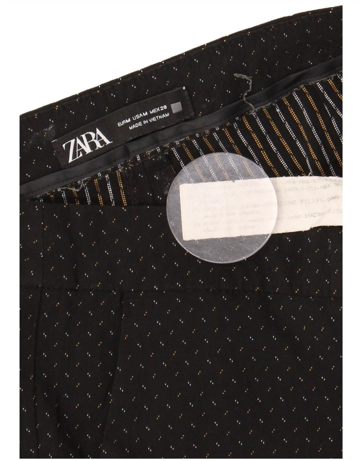 Zara Γυναικείο Slim παντελόνι Chino Medium W28 L27 Μαύρη Βισκόζη με στίγματα