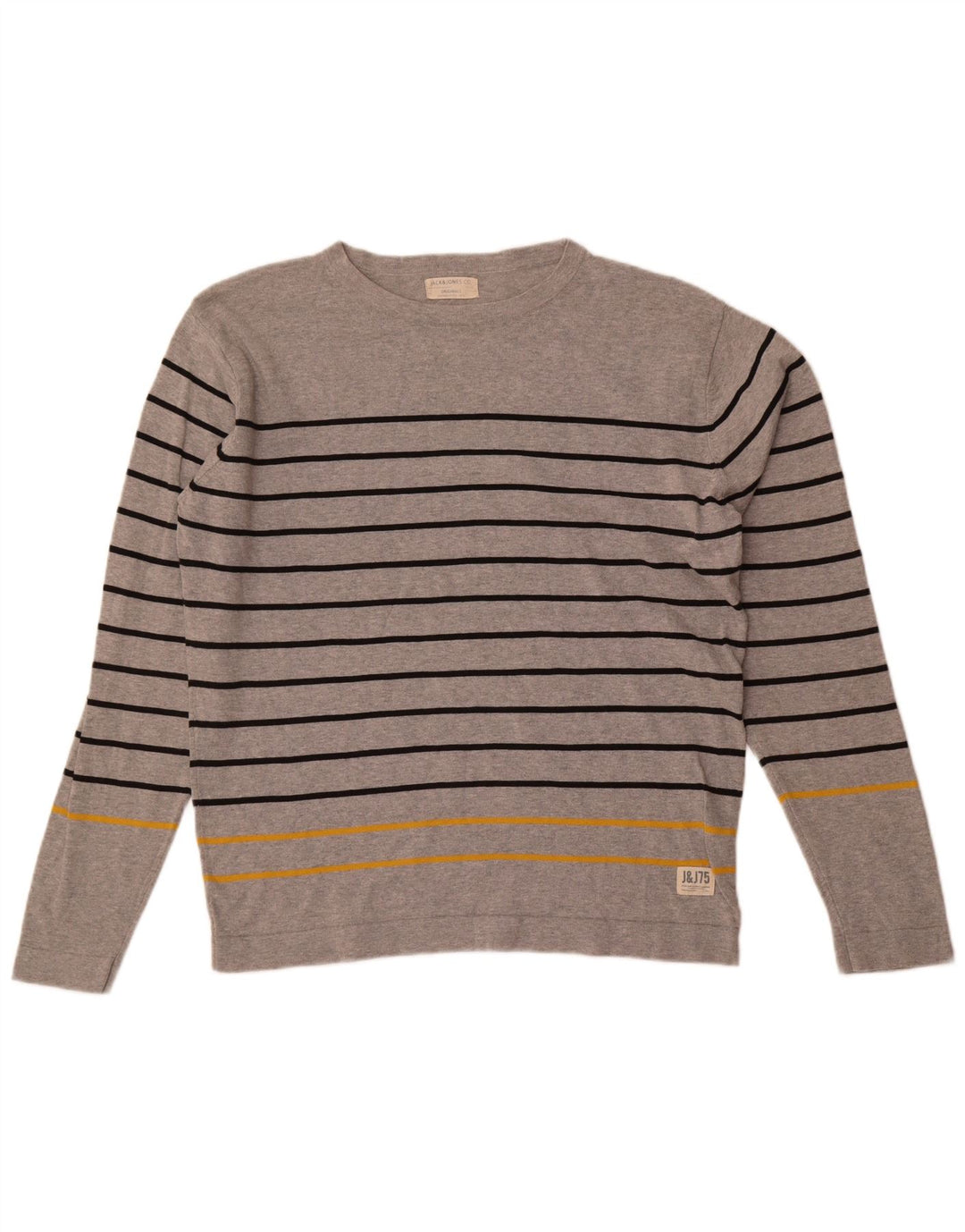 Ανδρικό μπλουζάκι Jack & Jones μακρυμάνικο 2XL γκρι ριγέ βαμβακερό