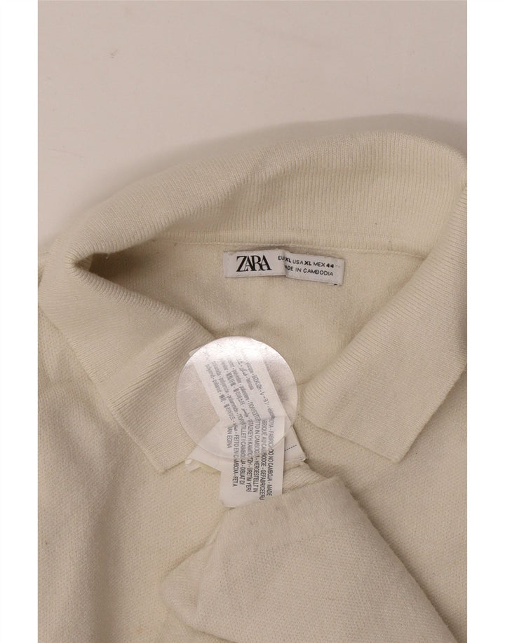 Zara Ανδρικό πουλόβερ Polo Neck Jumper XL Beige Polyester