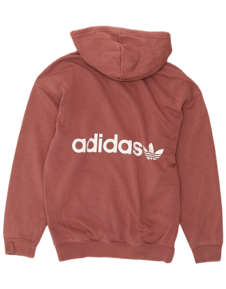ADIDAS Γυναικεία γραφικά υπερμεγέθη Hoodie Jumper UK 8 Μικρό ροζ βαμβακερό