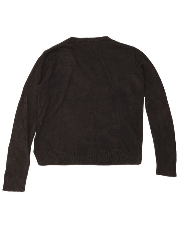 Marks & Spencer Womens V-Neck Jumper Sweater UK 12 Medium Black Acrylic