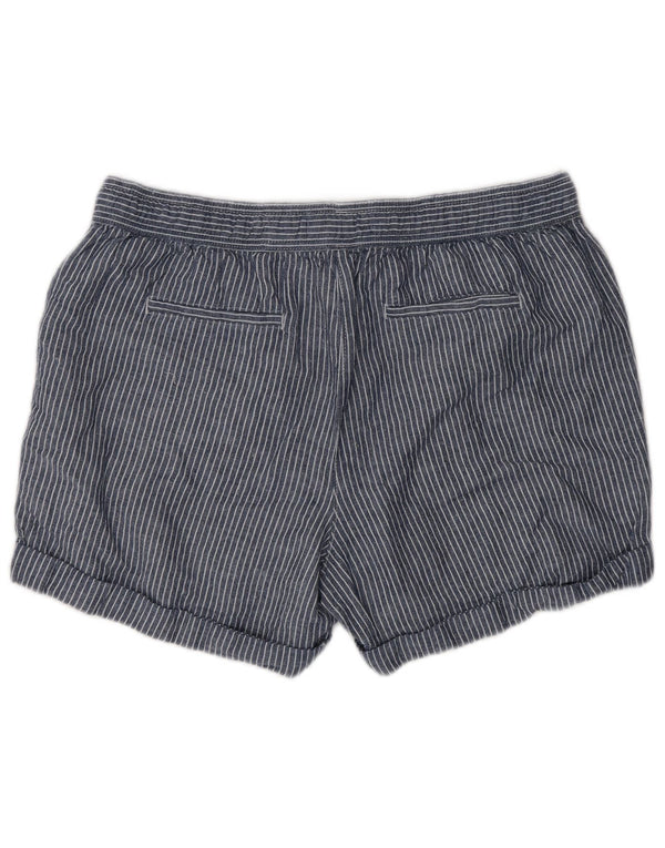 Marks & Spencer Γυναικεία Casual Σορτς UK 14 Large W32 Navy Blue Pinstripe