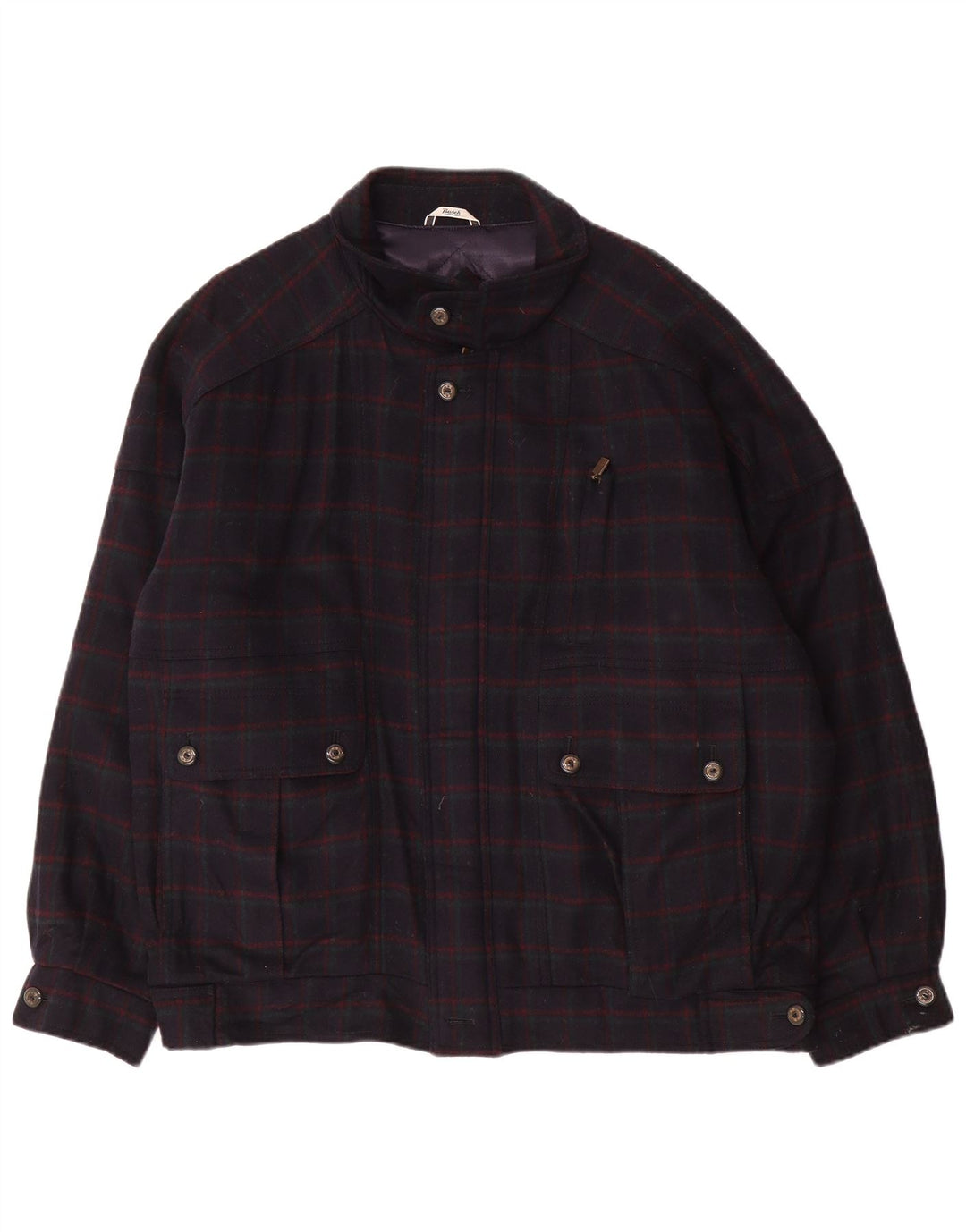 Ανδρικό μπουφάν BUSCH Bomber UK 42 XL Navy Blue Check Wool