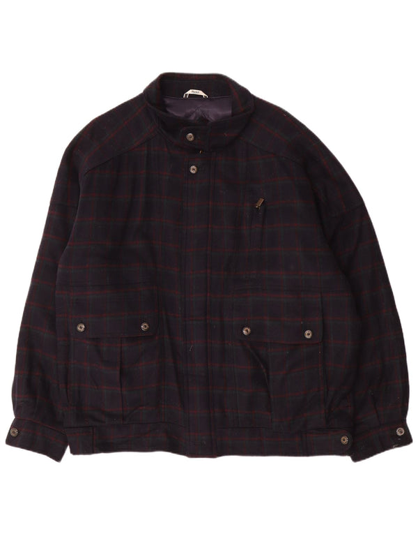 Ανδρικό μπουφάν BUSCH Bomber UK 42 XL Navy Blue Check Wool
