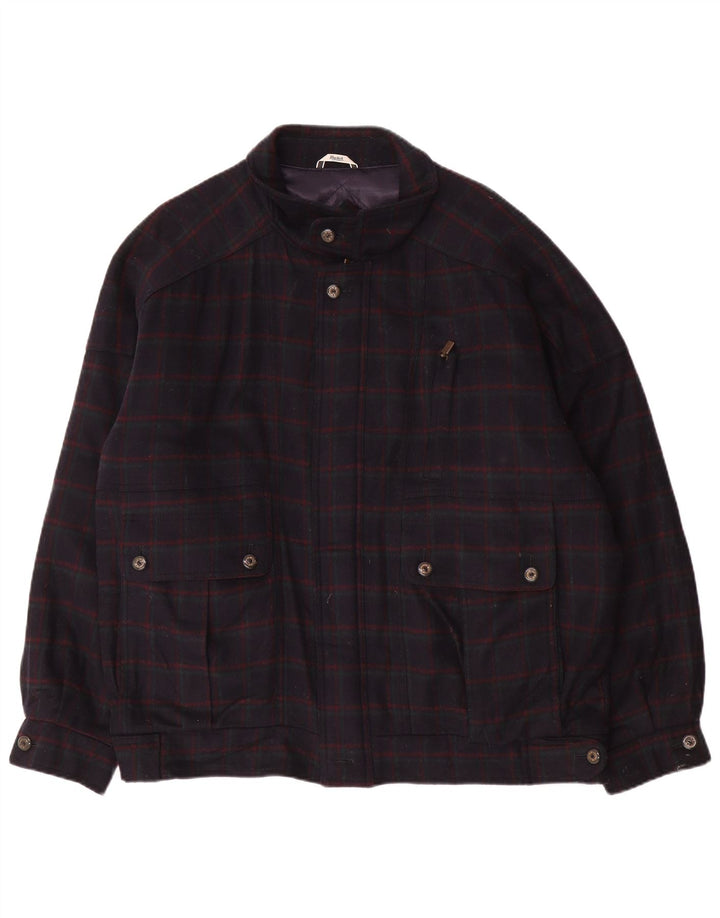 Ανδρικό μπουφάν BUSCH Bomber UK 42 XL Navy Blue Check Wool